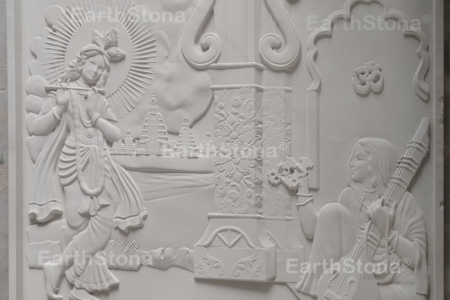 Transform Your Walls with the Krishna Meera Stone Mural Design